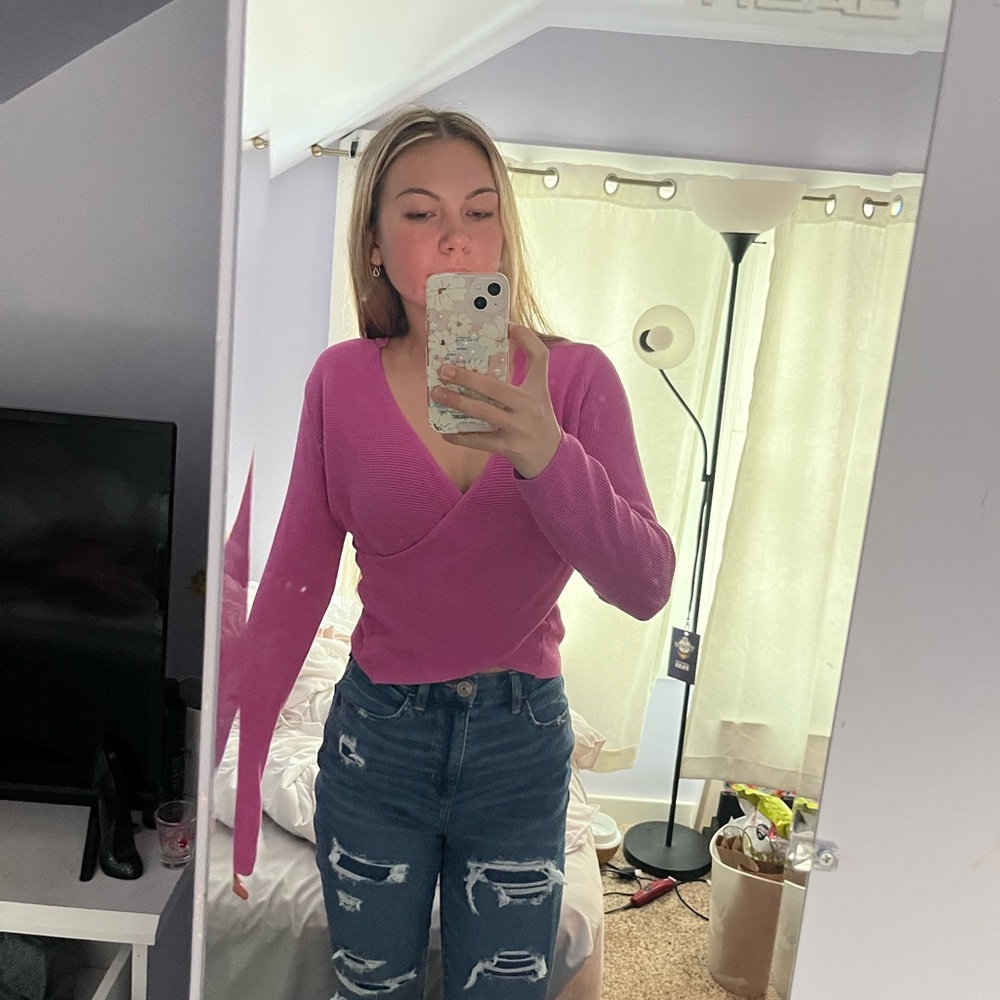 Pinkish purple reversible sweater